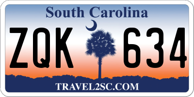 SC license plate ZQK634