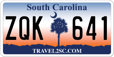 SC license plate ZQK641