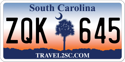 SC license plate ZQK645