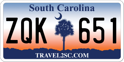 SC license plate ZQK651