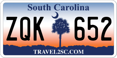 SC license plate ZQK652
