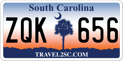 SC license plate ZQK656