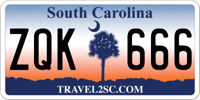 SC license plate ZQK666