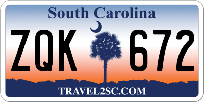 SC license plate ZQK672