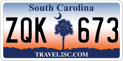 SC license plate ZQK673
