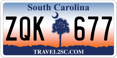SC license plate ZQK677