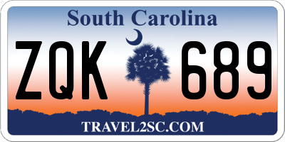 SC license plate ZQK689