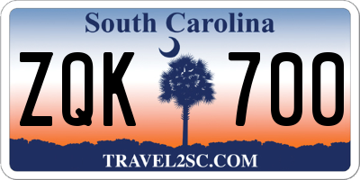 SC license plate ZQK700