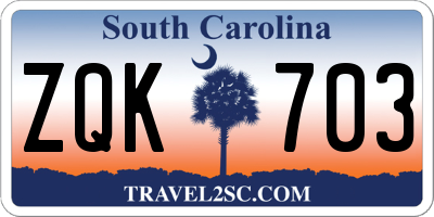 SC license plate ZQK703