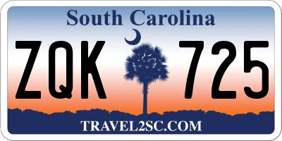 SC license plate ZQK725