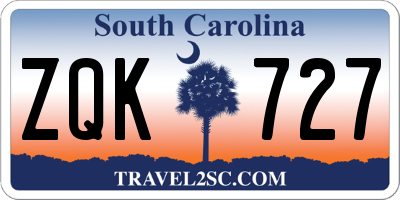 SC license plate ZQK727