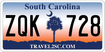 SC license plate ZQK728