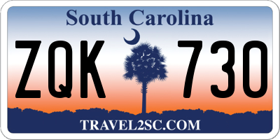 SC license plate ZQK730