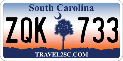 SC license plate ZQK733
