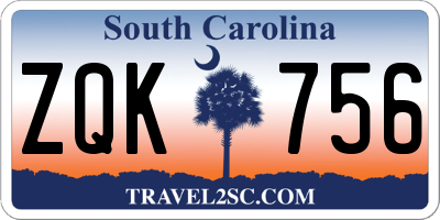 SC license plate ZQK756