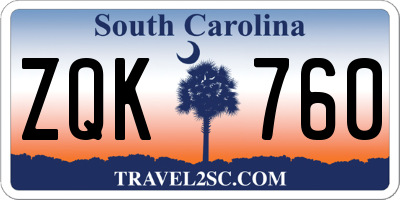 SC license plate ZQK760