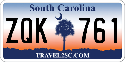 SC license plate ZQK761