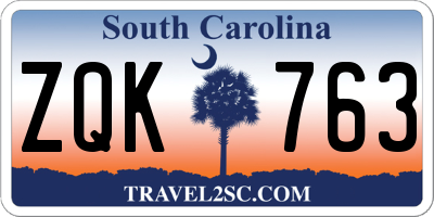 SC license plate ZQK763