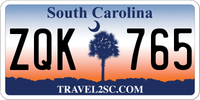 SC license plate ZQK765