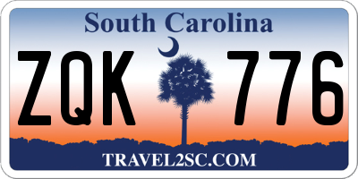 SC license plate ZQK776