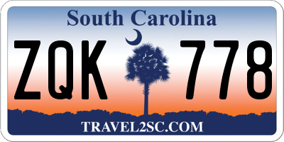 SC license plate ZQK778