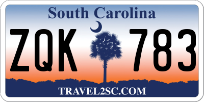 SC license plate ZQK783