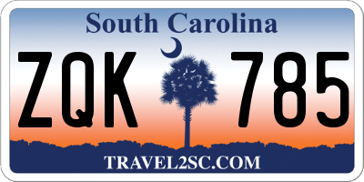 SC license plate ZQK785