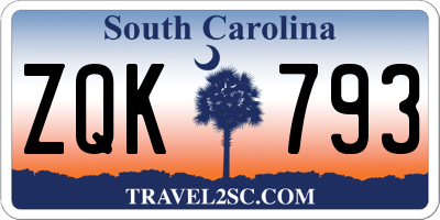 SC license plate ZQK793