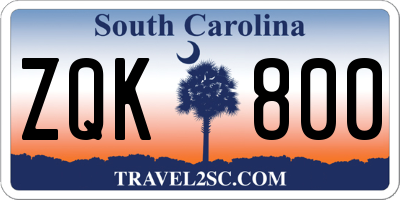 SC license plate ZQK800