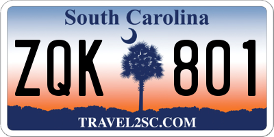 SC license plate ZQK801