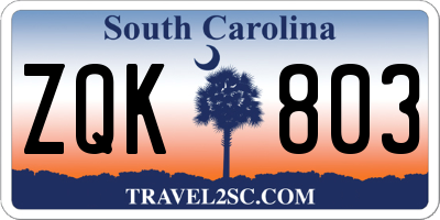 SC license plate ZQK803