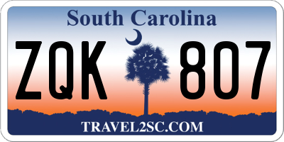 SC license plate ZQK807