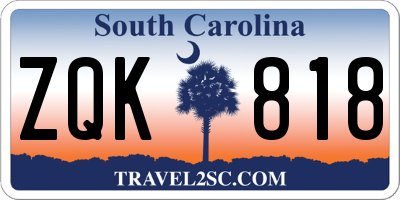 SC license plate ZQK818