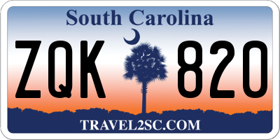 SC license plate ZQK820