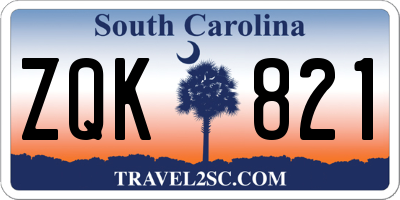 SC license plate ZQK821