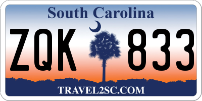 SC license plate ZQK833