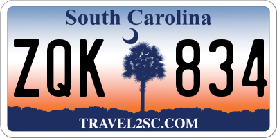 SC license plate ZQK834