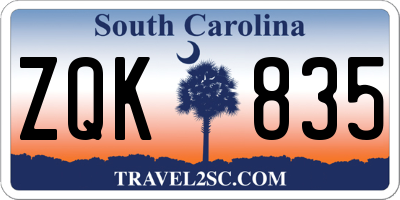 SC license plate ZQK835
