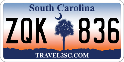 SC license plate ZQK836