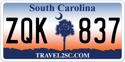 SC license plate ZQK837