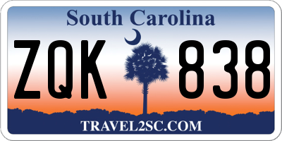 SC license plate ZQK838