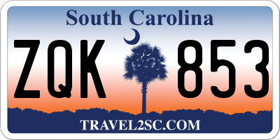 SC license plate ZQK853