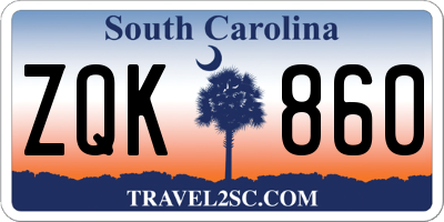 SC license plate ZQK860