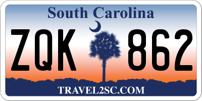 SC license plate ZQK862