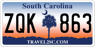 SC license plate ZQK863