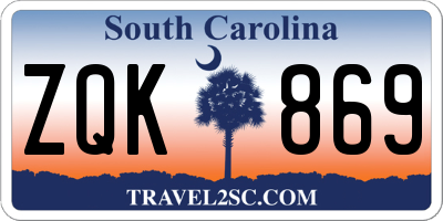 SC license plate ZQK869