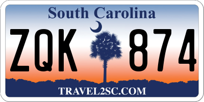 SC license plate ZQK874