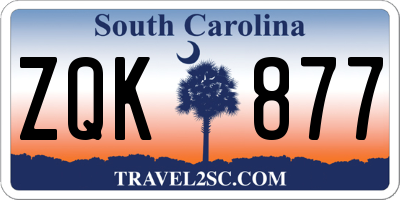 SC license plate ZQK877