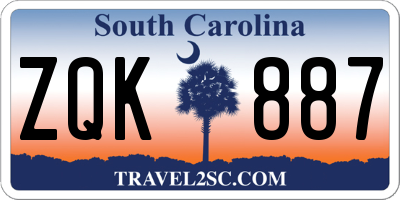 SC license plate ZQK887