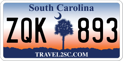 SC license plate ZQK893